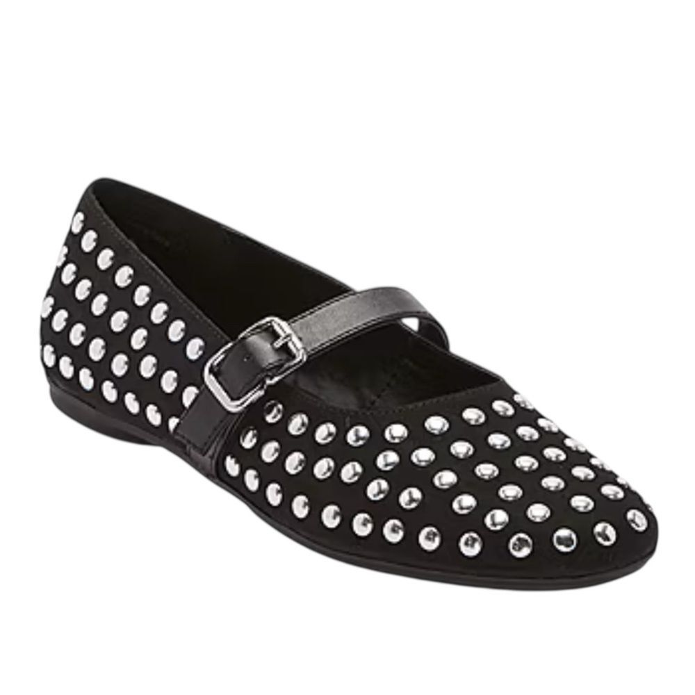 🌟 Worthington Black Studded Mary Jane Flats